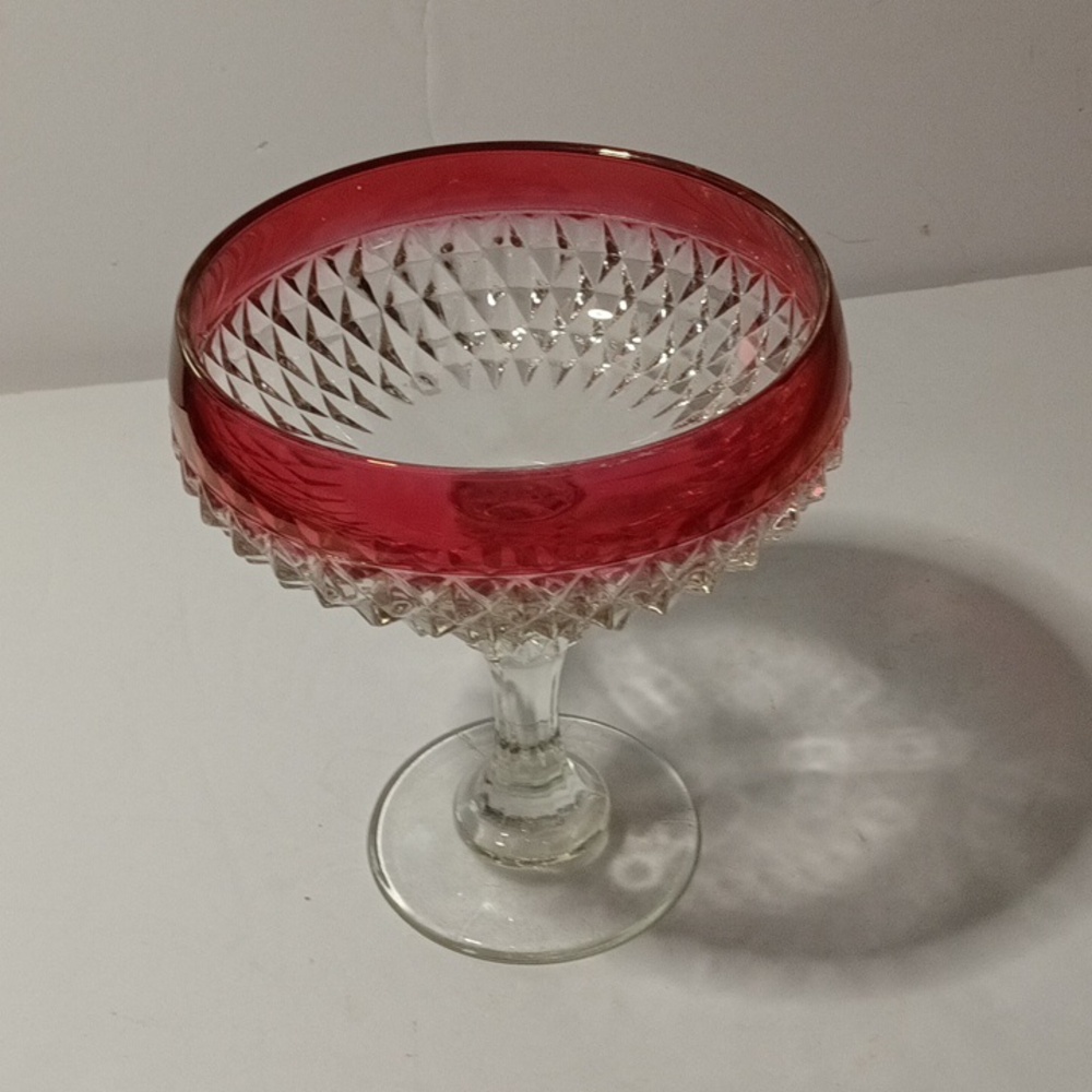Vintage Large Ruby Red Flash compote or candy dish